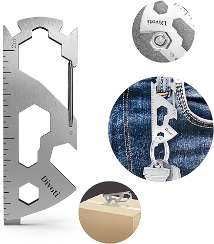 STEEL HAWK - Llavero de mosquetón de intendencia multiherramienta, multiherramienta 17 en 1 con abridor de botellas + herramienta EDC, ciclistas,