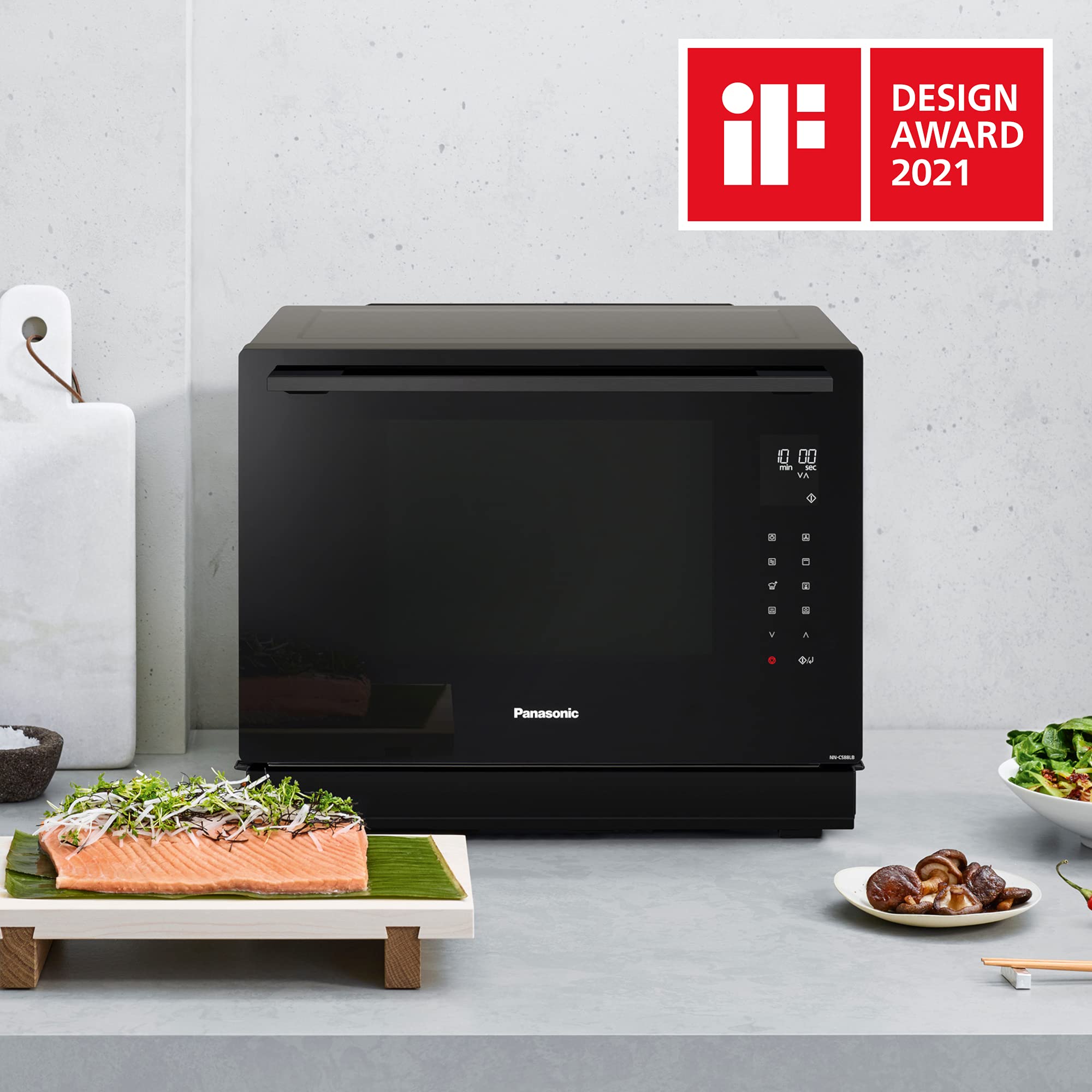 Panasonic NN-CS88L parowa kuchenka wielofunkcyjna 4w1 (31l, technologia inwerterowa, para 1300W, Konwekcja 30–230°C, grill 1300W, mikrofale 1000W)
