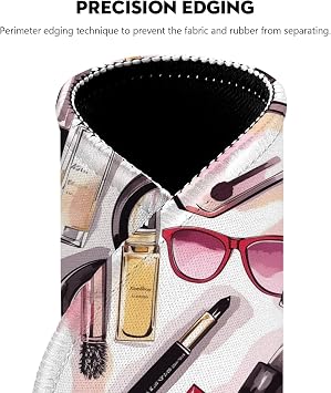 Chic Beauty Essentials Illustration Mouse Pad - Glam Up Your Workspace, Stitched Edges Non-Slip Rubber Base Mouse Pads for Computers Laptop