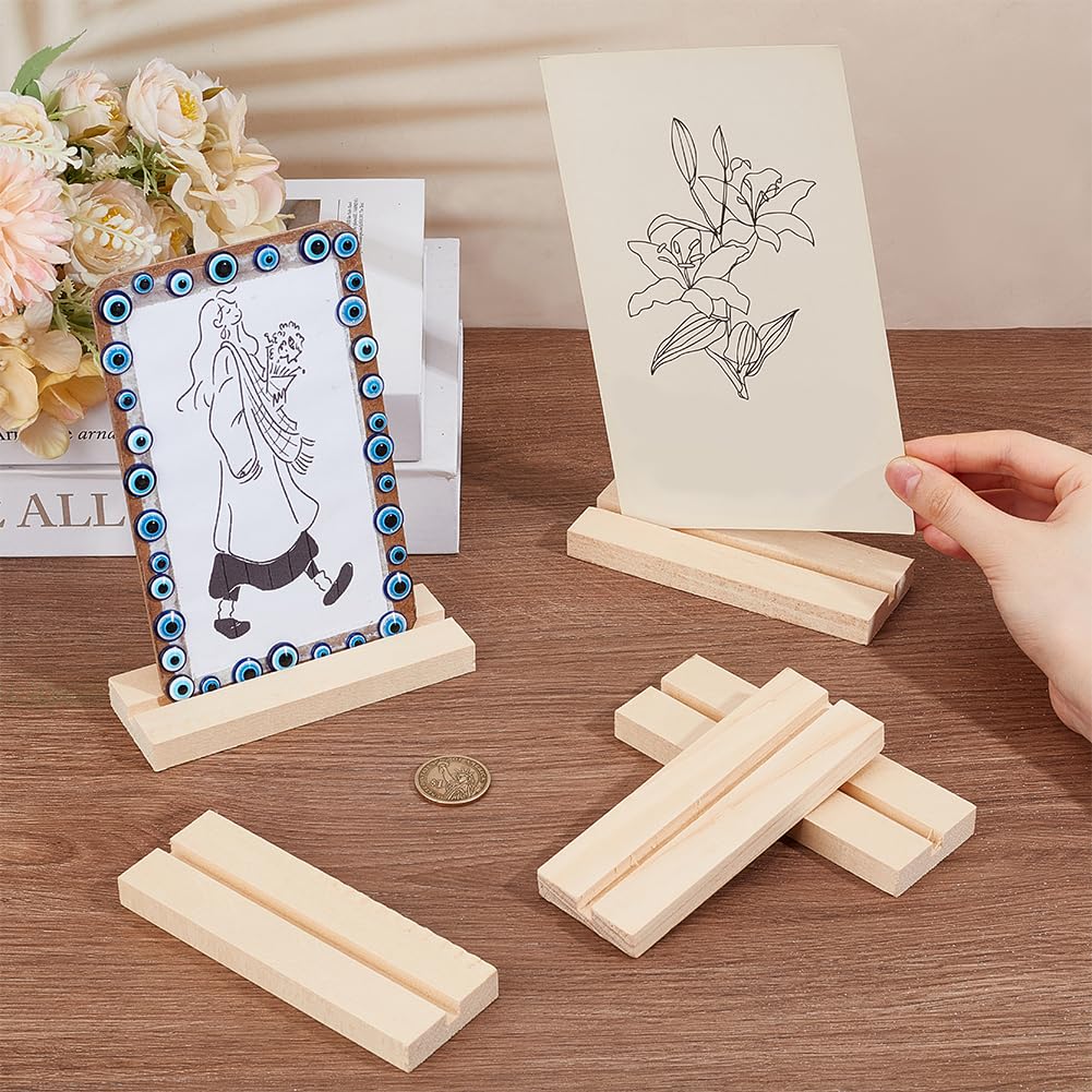 OLYCRAFT 10 Stück Tischkartenhalter Aus Holz Mit 6 mm Schlitz Schilderhalter Mit Holzsockel 12.7x4.5x1.2 cm Tischnummernständer Aus Holz Für Tischnummernschilder Hochzeitsfeiern Und Veranstaltungen