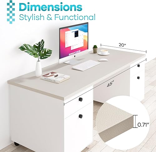 Miniatura 367 de Kaboon Mesa universal de 45.67 x 23.62 pulgadas, escritorio sólido de una pieza, encimera de melamina reversible, escritorios dobles, escritorio en