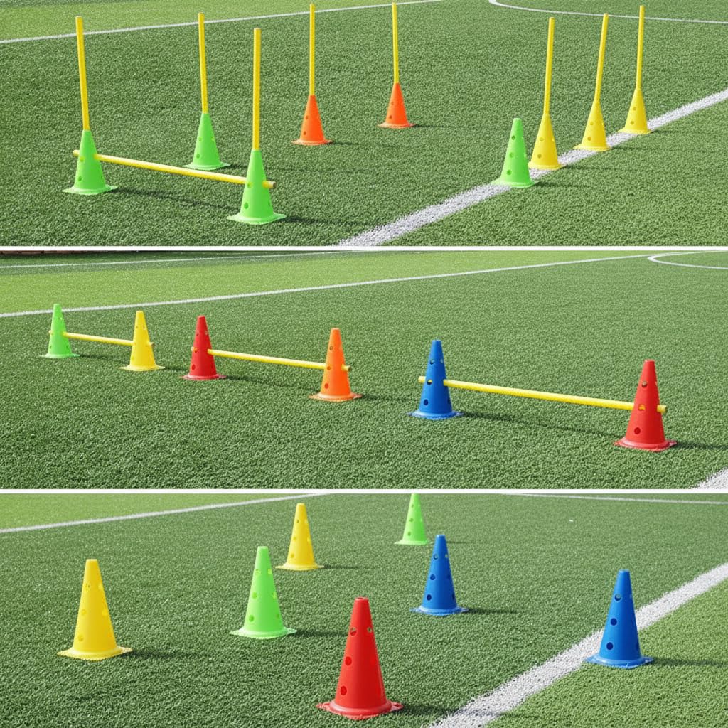 Set 15 Piezas Conos Entrenamiento Fútbol y, Kit Marcadores portivos para Circuito, 38CM