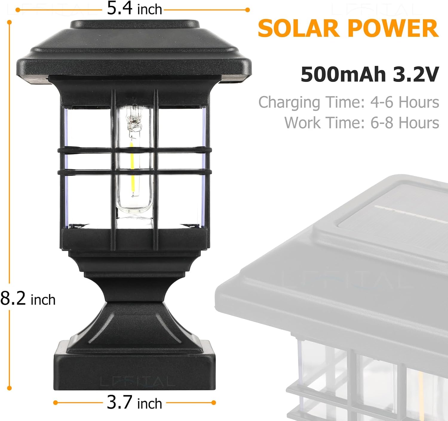 Solar Post Lights Outdoor Solar Cap Lights Deck Fence Cap for 4x4 5x5 6x6 Posts Patio Garden Courtyard Decoration Fixture Waterproof Warm White Lighting Black (2)