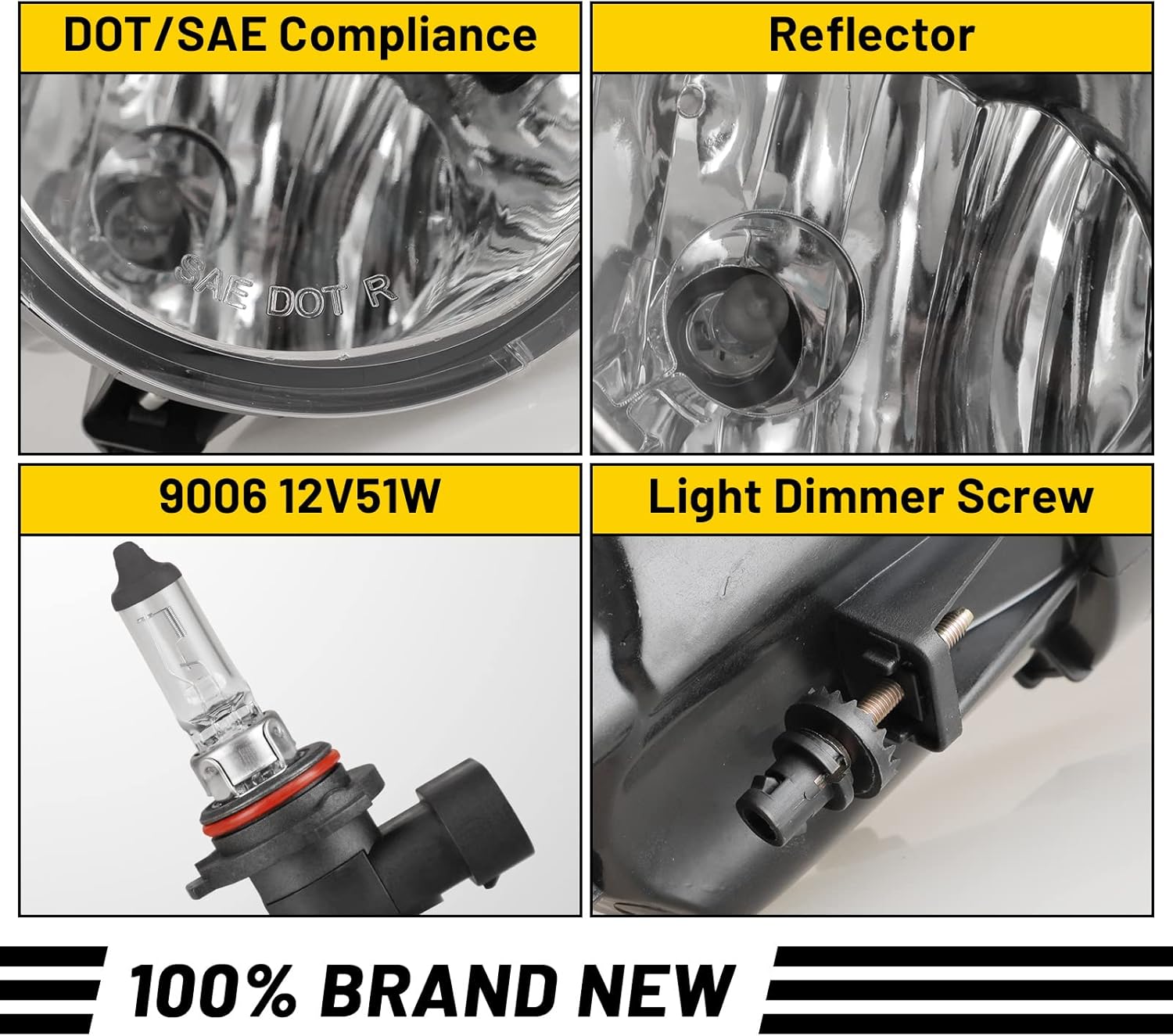 Fog Lights Compatible for Toyota Tundra 2000-2006 Sequoia 2001-2007 with Bulbs 9006 12V 51W Driving Lamps Replacement included Wiring Kit & Switch-1 Pair (Clear Lens)