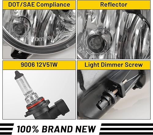 Miniatura 7 de AUTOFREE Faros antiniebla compatibles con Toyota Tundra 2000-2006 Sequoia 2001-2007 con bombillas 9006 12V 51W Lámparas de conducción de repuesto