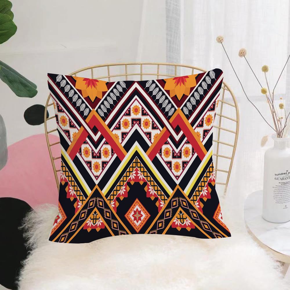 HYOSXW Cushion Cover,Throw Pillow Case Home Decorative for Living Room Bedroom Sofa Chair 16X16 Inch,Ikat ethnic geometric pattern design.,Pillowcase 40X40cm
