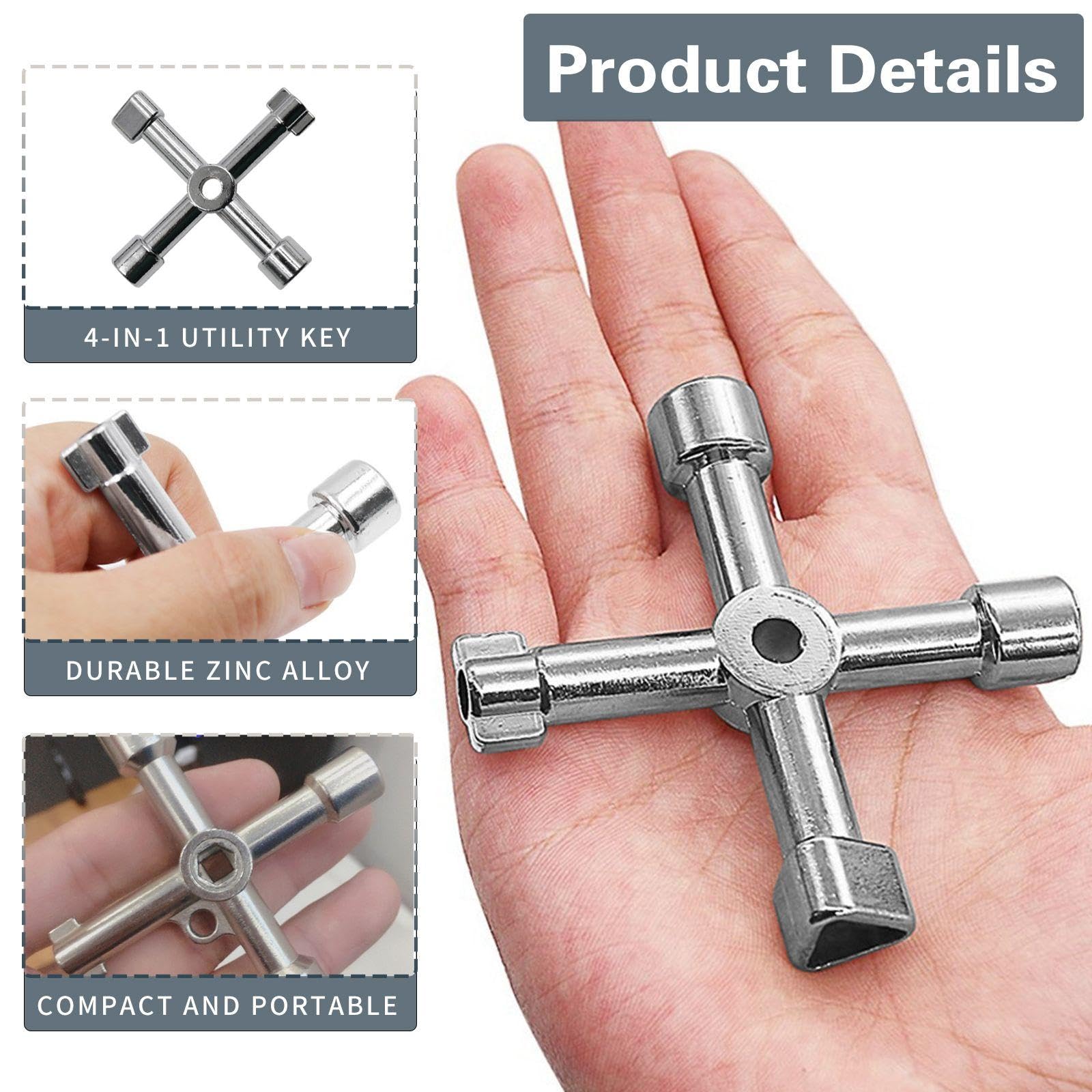 3 Pezzi Chiave In Metallo Argento, Strumento Multifunzione 4 In 1, Solido E Durevole, Riutilizzabile, Tasto Della Scatola Del Misuratore.