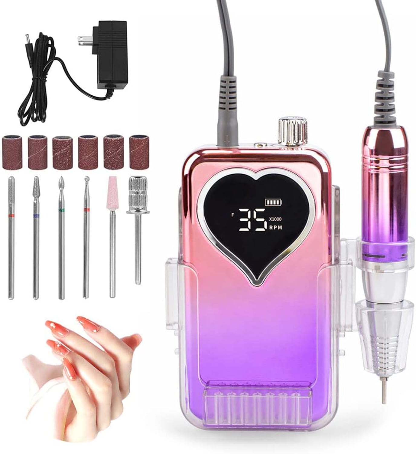 Professional Electric Nail Drill Machine 35000RPM, Rechargeable