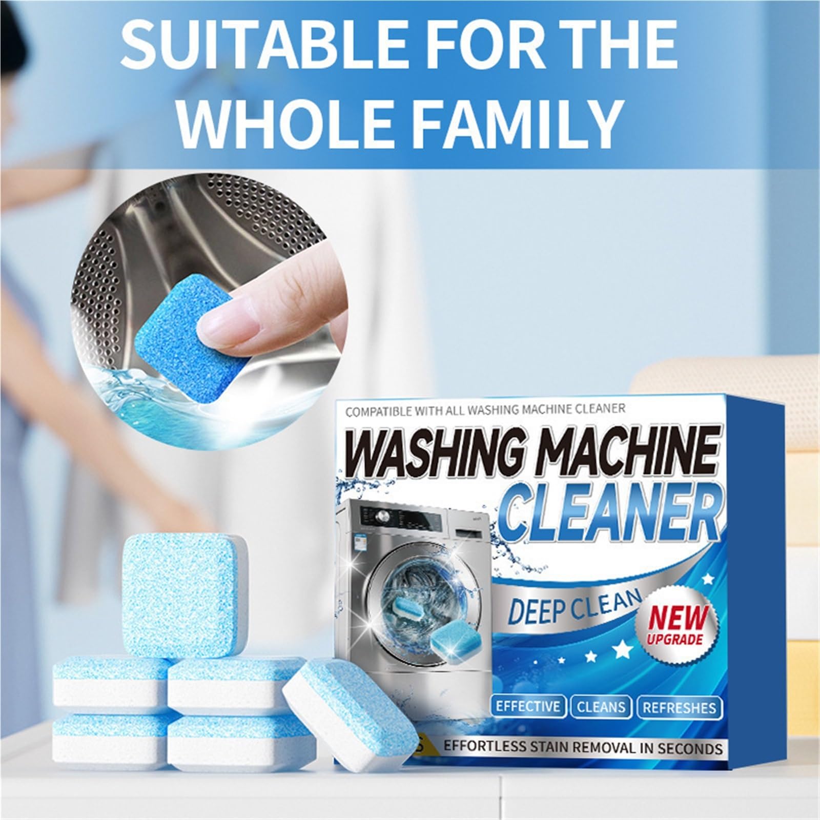 pastillas limpiadoras para lavadora Tabletas efervescentes for limpieza de tanques lavadora(4*BOX)