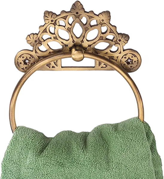Victorian Towel Ring | Solid Brass | Antique 6 inches | Hand Towel Hanger | Round Towel Holder for Bathroom, Toilet,Kitchen Accessories Handmade | Wall Mounted | Napkin Holder