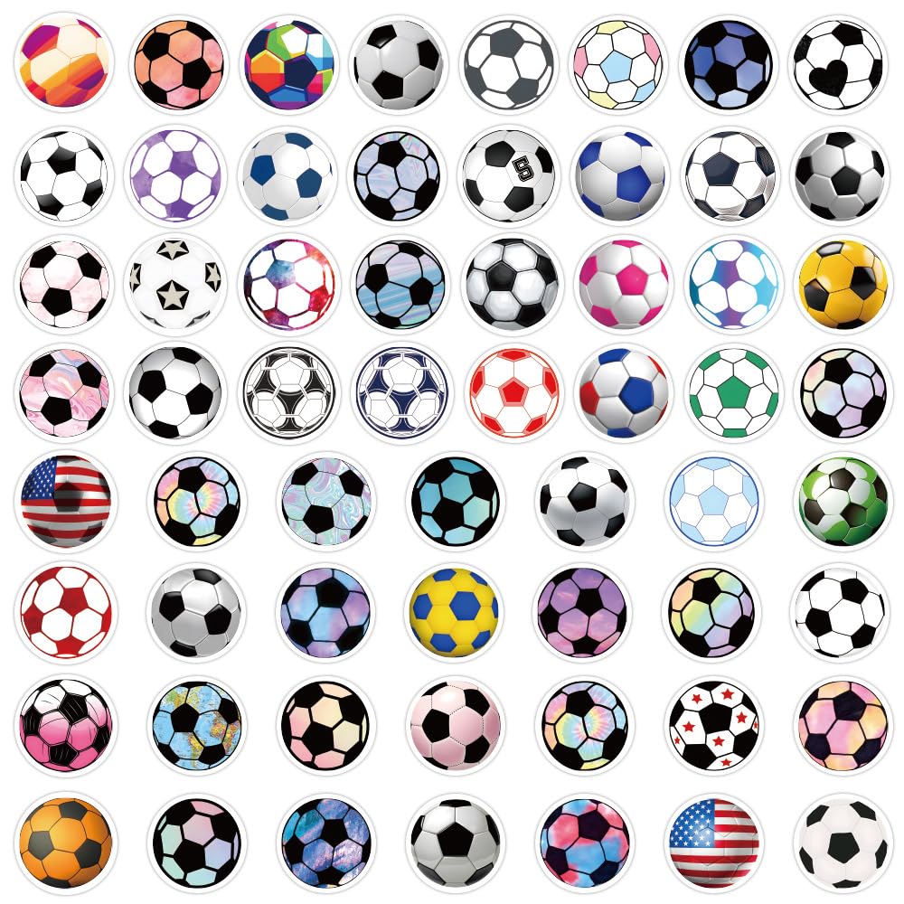 Soccer Stickers for Laptop (50 PCS),Gift for Children Teens Adults Girl Boys,Waterproof Stickers for Water Bottle,Football Vinyl Stickers for Scrapbook,Skateboard,Bike,Phone,Dairy - Image 3