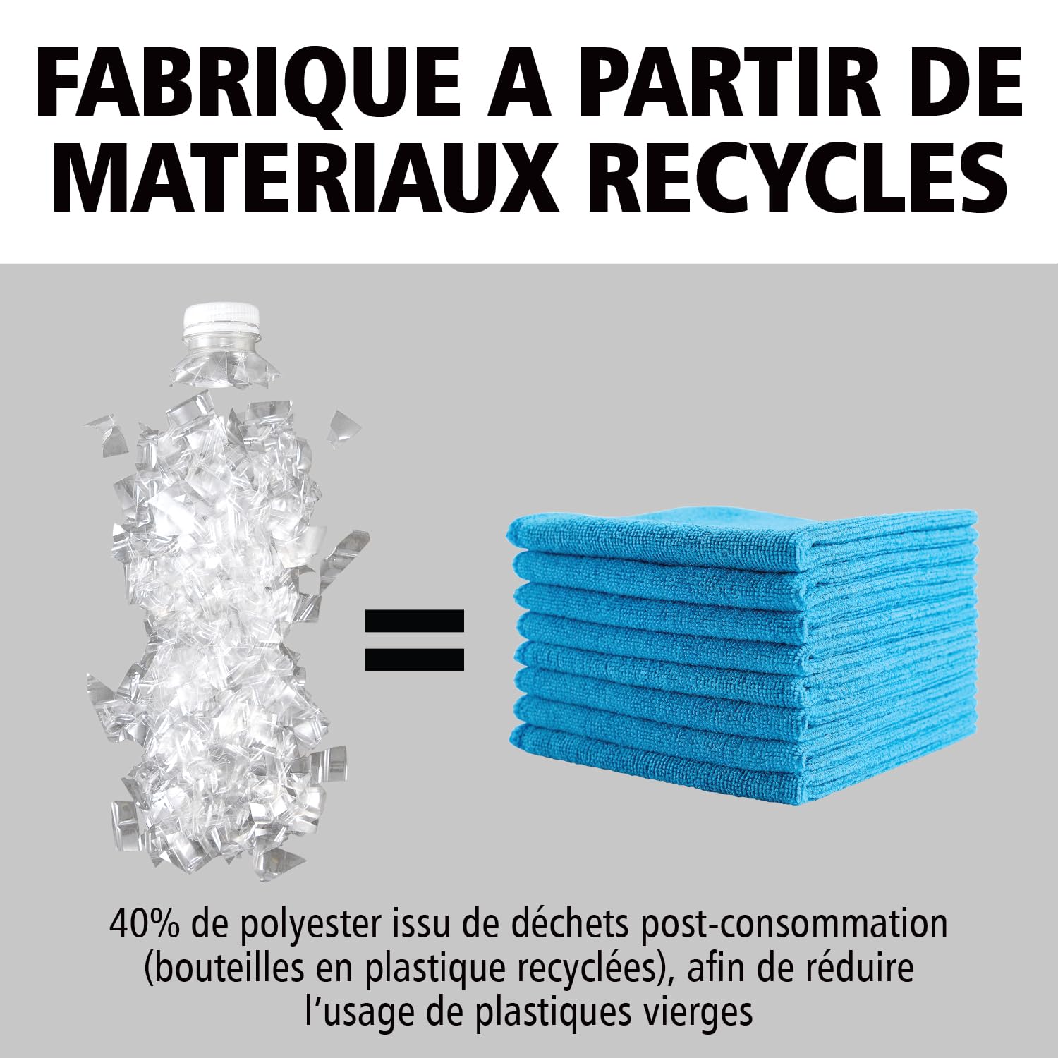 Rubbermaid Commercial Products HYGEN™ r-40 Chiffons Microfibre Recyclée, 30cmx30cm | Résistants, sans Peluches, pour Nettoyage Humide/Sec, Maison, Voitures | Bleu | Sachet de 24 carrés | 1820579