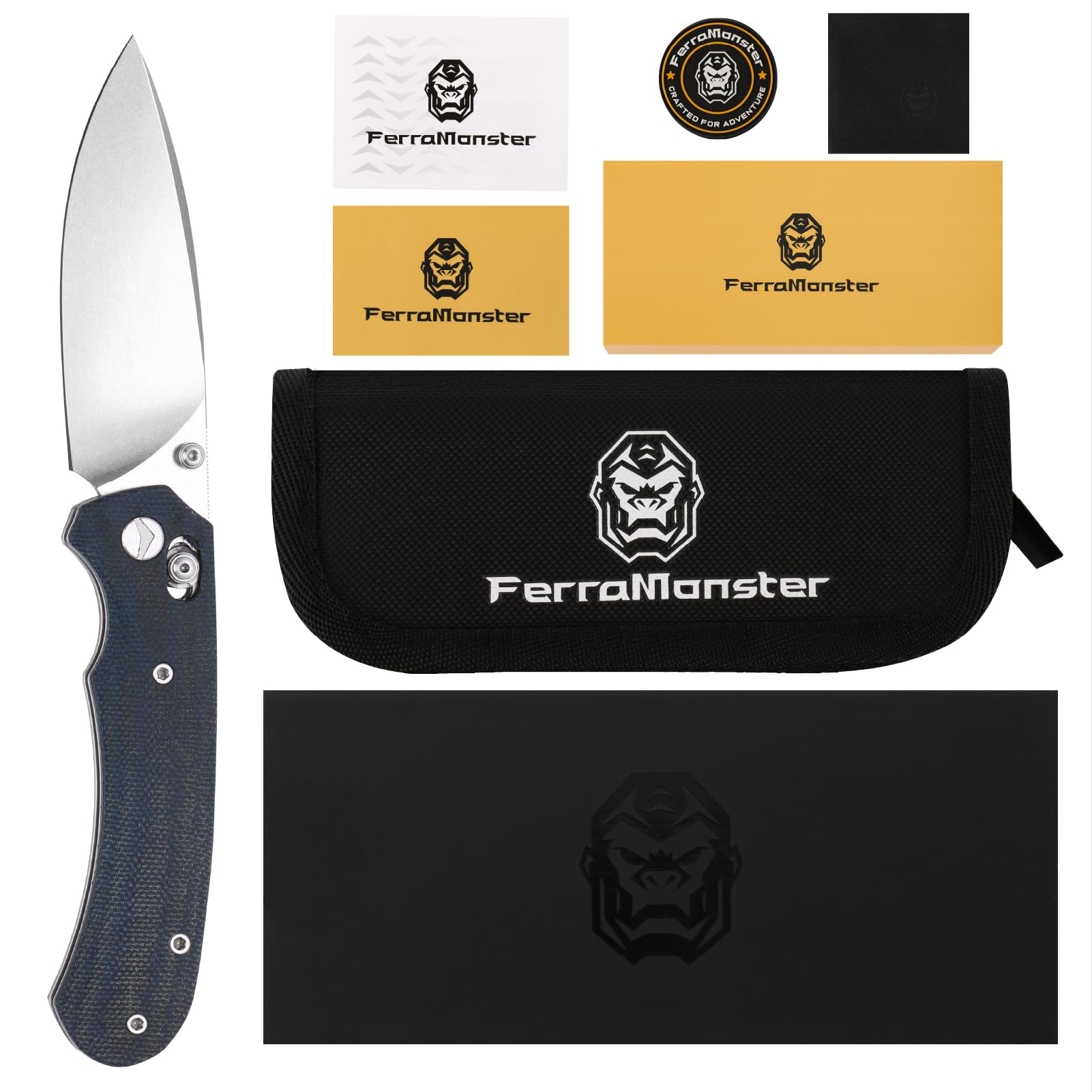Klappbares Taschenmesser,3.31" 154CM Klinge,Erogonomischer Titan Griff,Jagd Überlebensmesser,EDC Messer für Jagd Camping Überleben Outdoor Angeln Wandern (Blau)