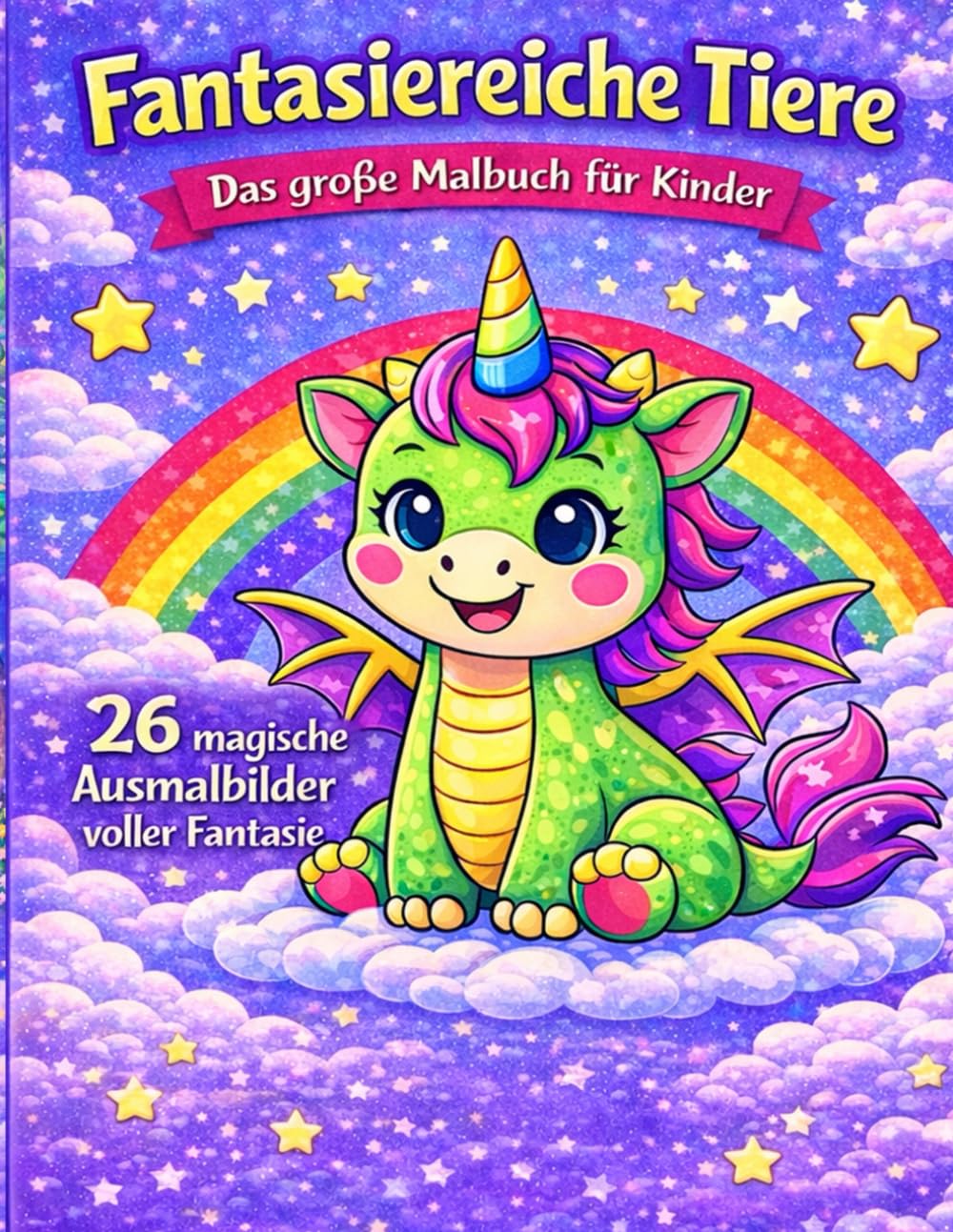 Fantasiereiche Tiere – Das große Malbuch für Kinder: lädt kleine Künstler auf eine magische Reise in eine Welt voller fantasievoller Tiere ein.