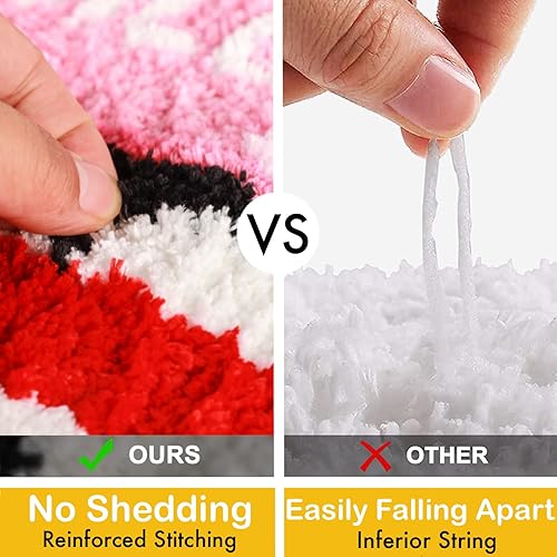 Miniatura 7 de Tapete de baño de labios rojos para baño, tapete de baño de labios rojos de San Valentín, antideslizante para la ducha, suave y absorbente de