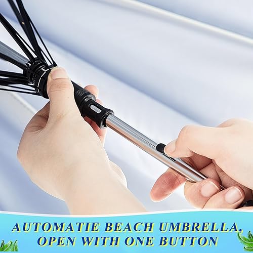 Miniatura 4 de Buryeah Paraguas para silla con abrazadera universal de 43 pulgadas, UPF 50+, abrazadera portátil, sombrilla de playa para silla de ruedas