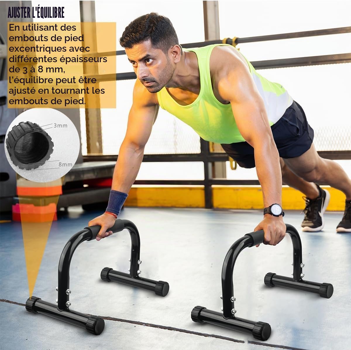 KingMile Parallettes, Push-Up Bars, barre parallele, Matériel de sport de haute qualité et stabilité optimale, Barres de levage, calisthenics, Gymnastique, Entraînement de rue, Musculation