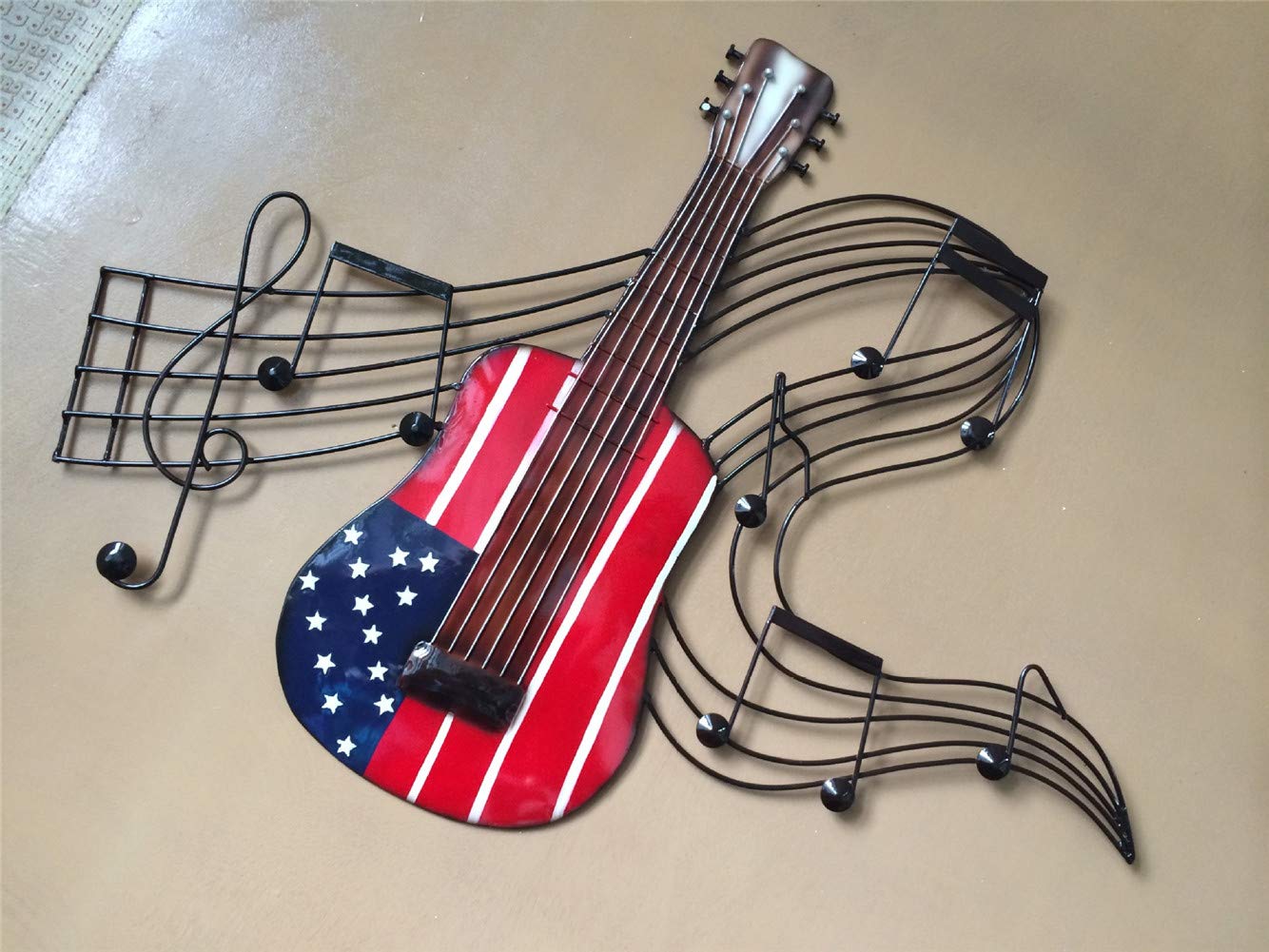 Wrought Iron Violin Statue Ornament, Metal Wall Sculpture Wall Mounted Crafts Home Cafe Office Decor