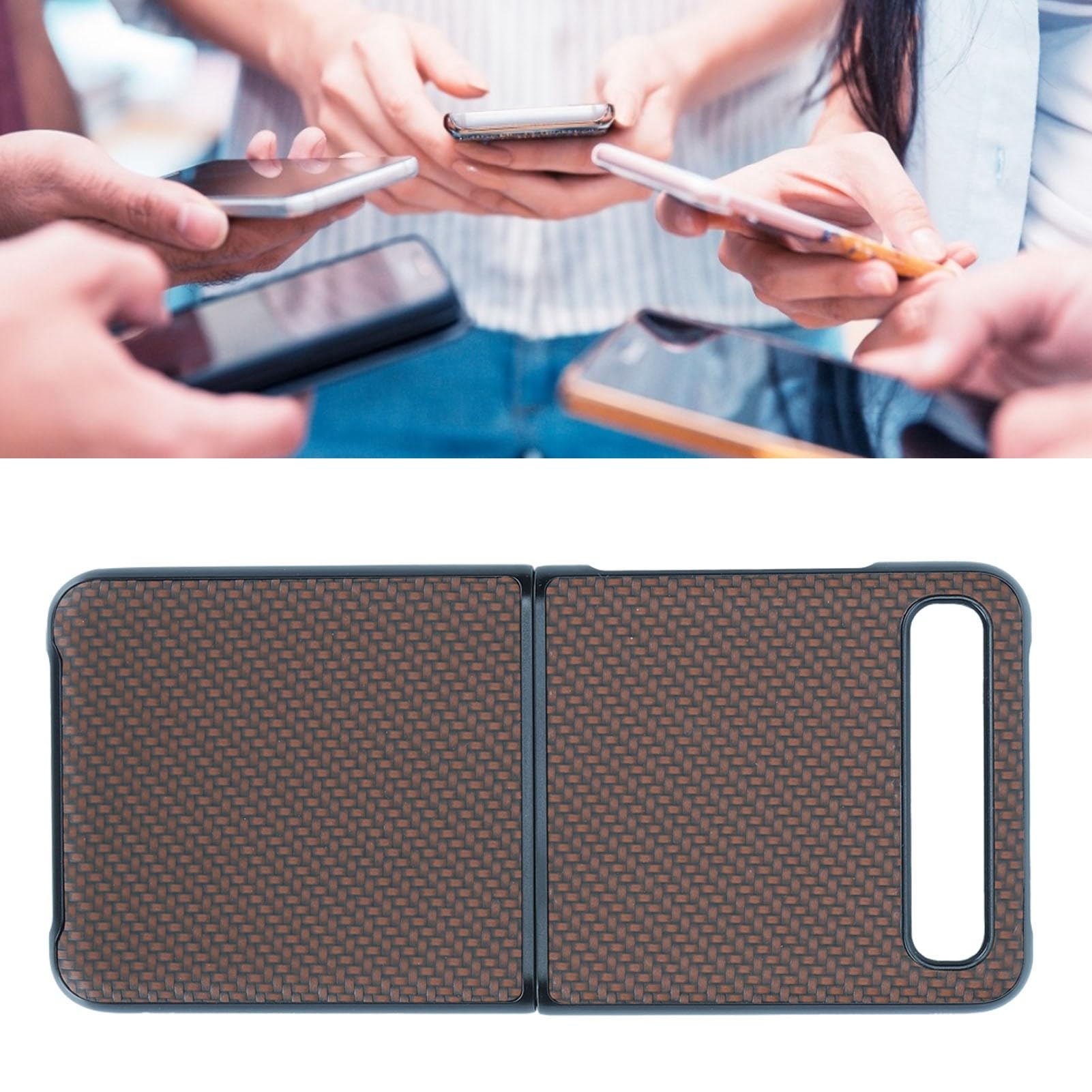 Wakects Carbon Fiber Textured Phone Case for Z Flip (BROWN)