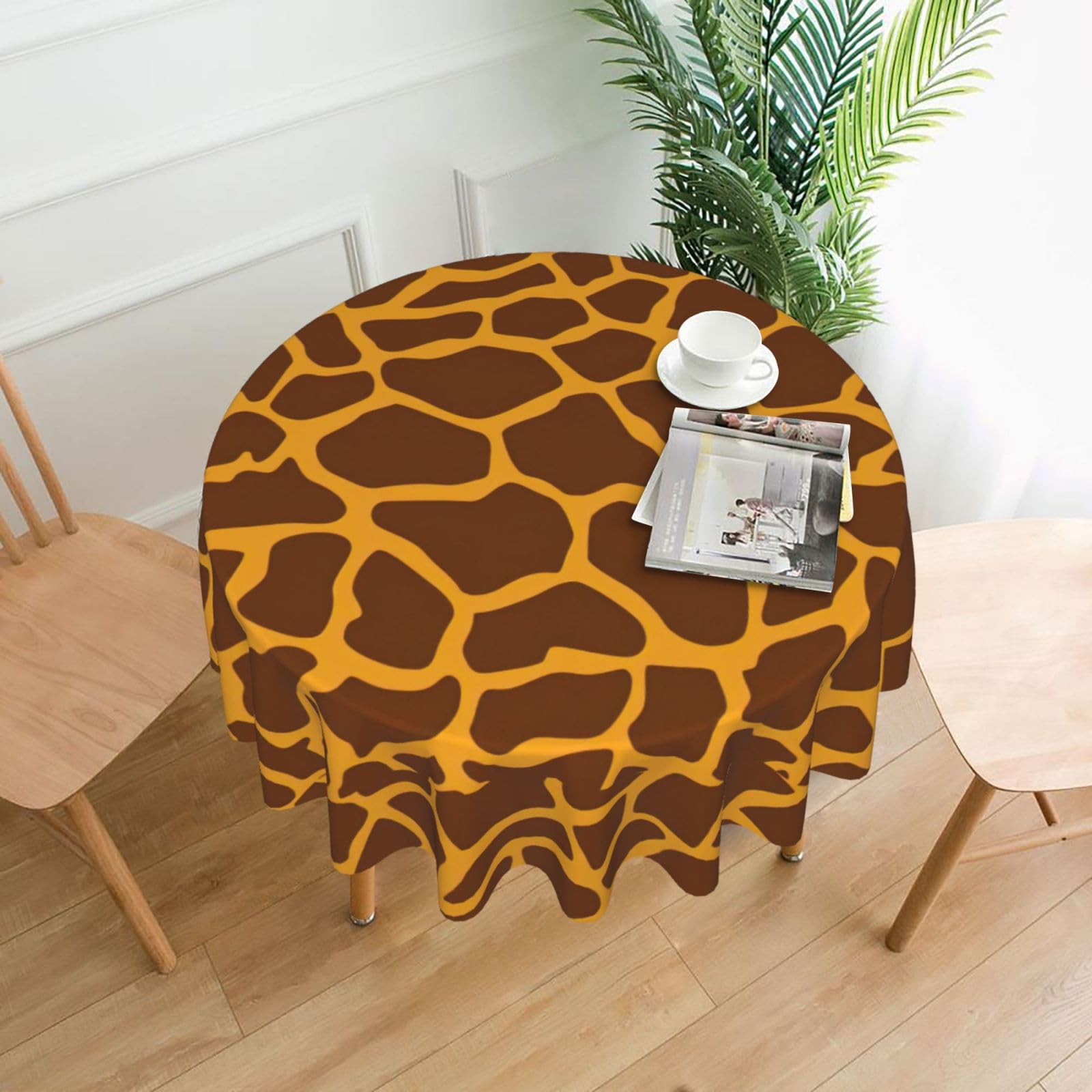 OKFSTY Giraffe Print Print Round Tablecloth 60in for Wedding Elegant Polyester Cover for Party Reception Festive Dinner