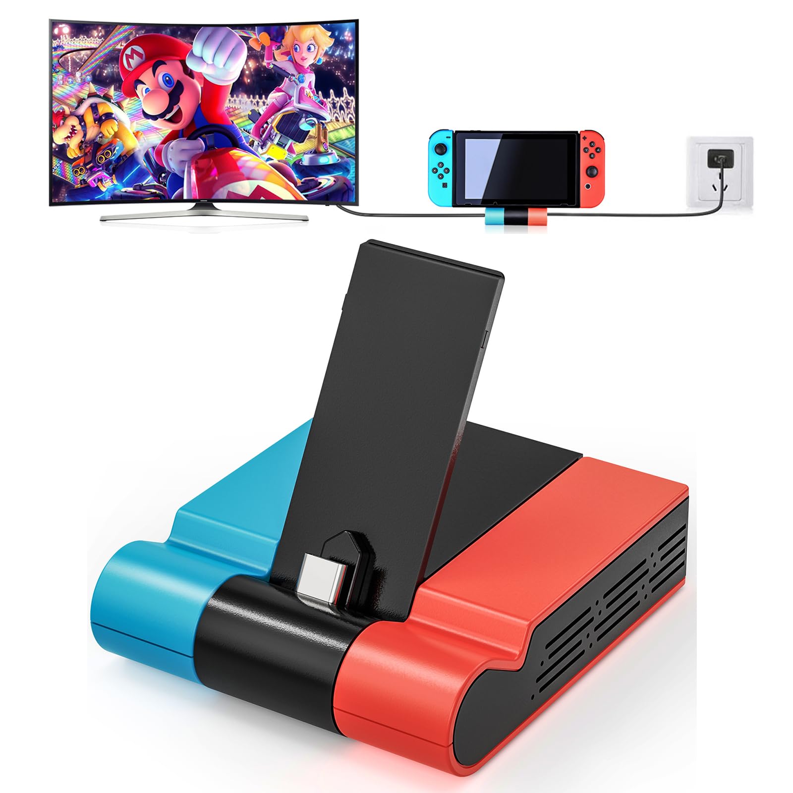 Tendak - Estación de Carga Plegable para Nintendo Switch/Switch OLED, Tipo C Switch Carga Base con Adaptador HDMI y Puerto USB 3.0