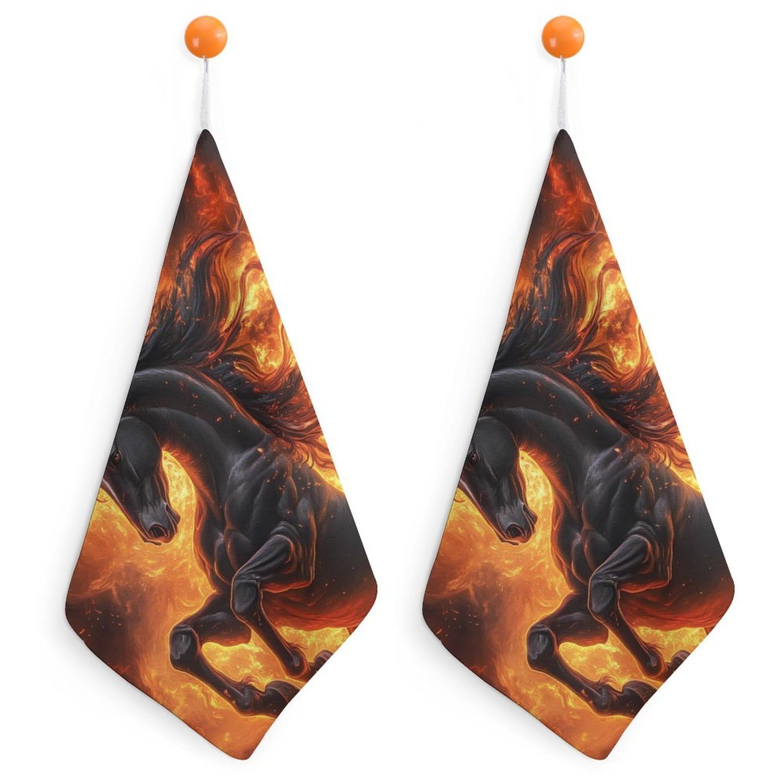 CGSBNGHA Fire Horse Hand Towel Hanging Face Towels Cleaning Cloths Handkerchief for Bathroom Kitchen