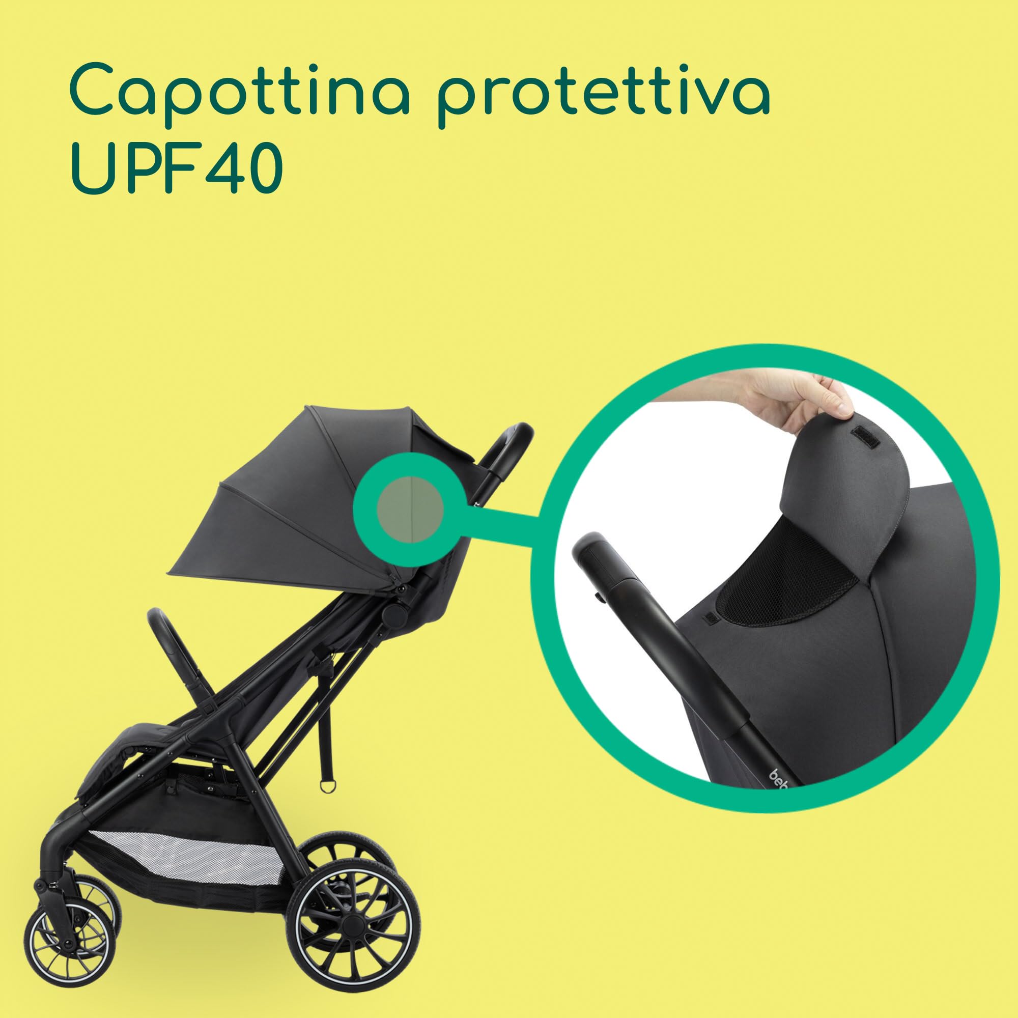 Bebeconfort Artic, Passeggino Reclinabile, 0-22 kg, Mineral Graphite | Passeggino Compatto e Confortevole, 0-4 Anni, Ruote All-Terrain Antiforatura, Chiusura a Una Mano, Ampio Cestello da 5kg