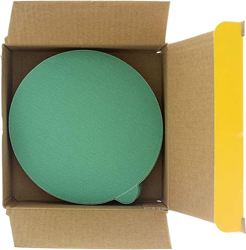 Miniatura 3 de Dura-Gold Discos de lija PSA de película verde de 5 pulgadas, grano 180 (caja de 50), discos de papel de lija autoadhesivos con parte trasera de