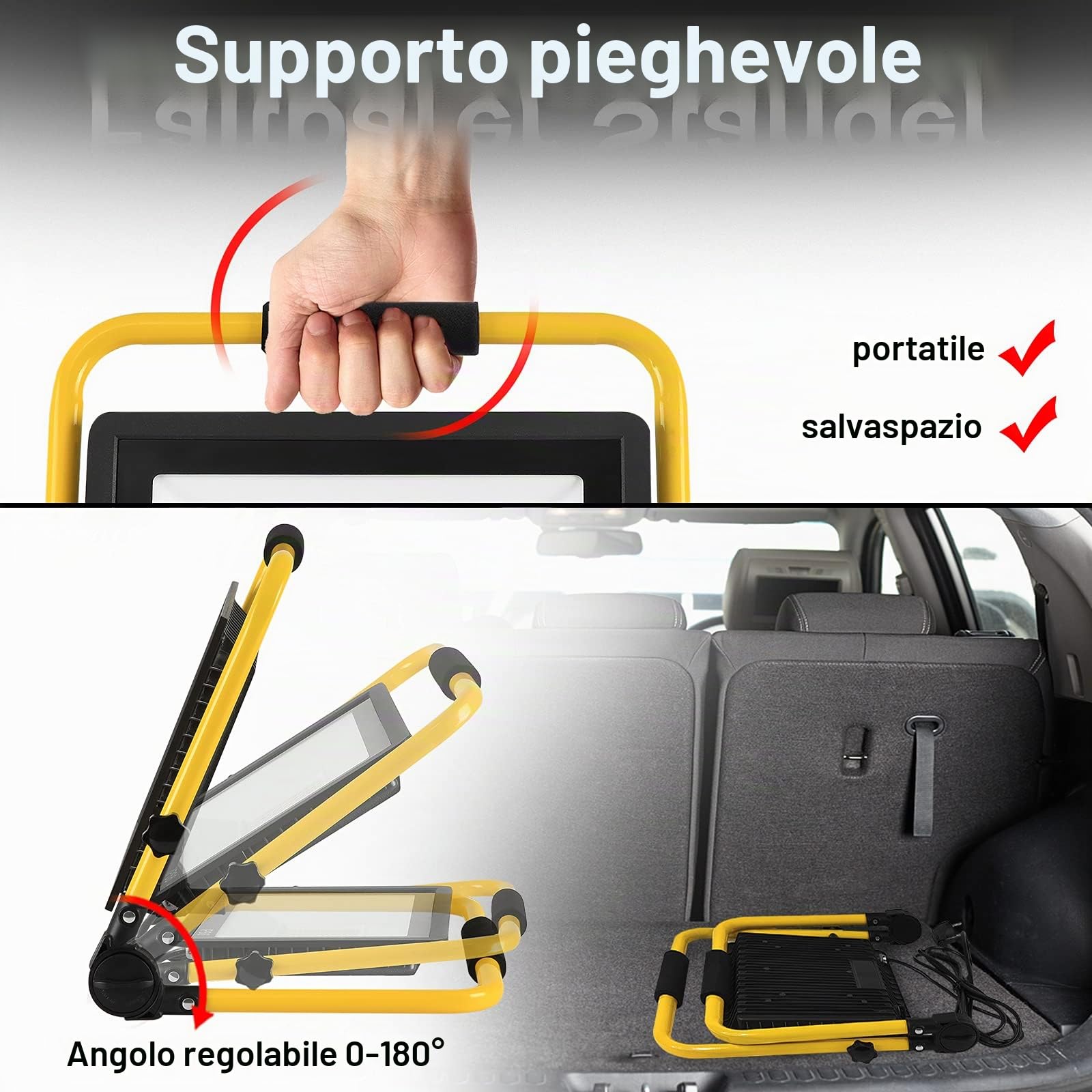 UISEBRT Faro da Lavoro a LED 200W Bianco Caldo faretto da cantiere incluso cavo di alimentazione Proiettore a LED Luce da lavoro impermeabile IP66 per garage, giardino, cantiere