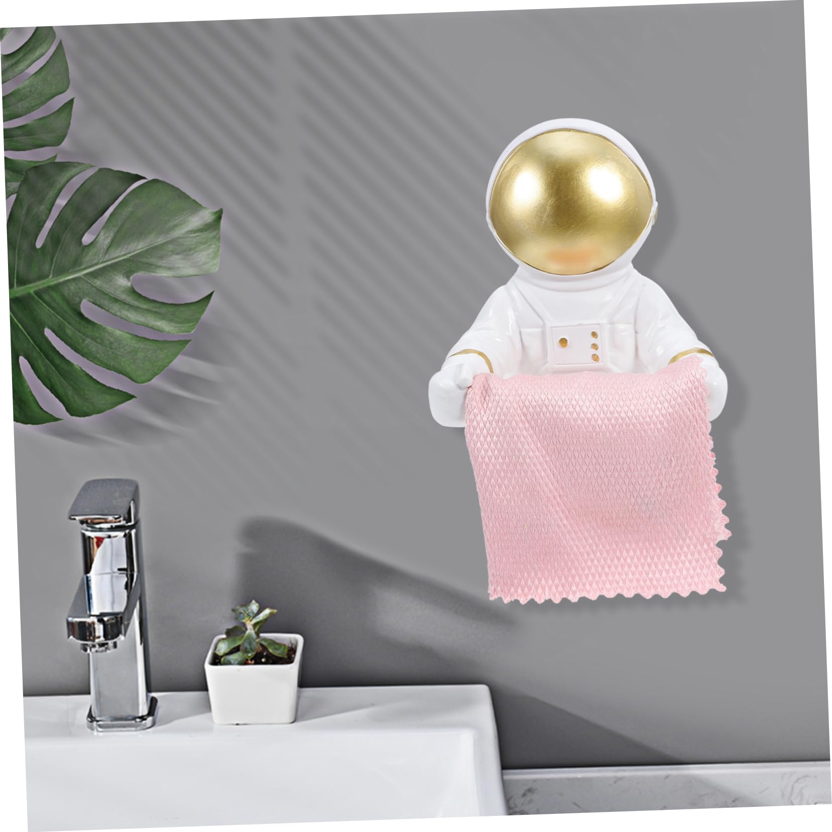 Resina Portarrollos de Papel sin Perforar Astronauta, Dorado