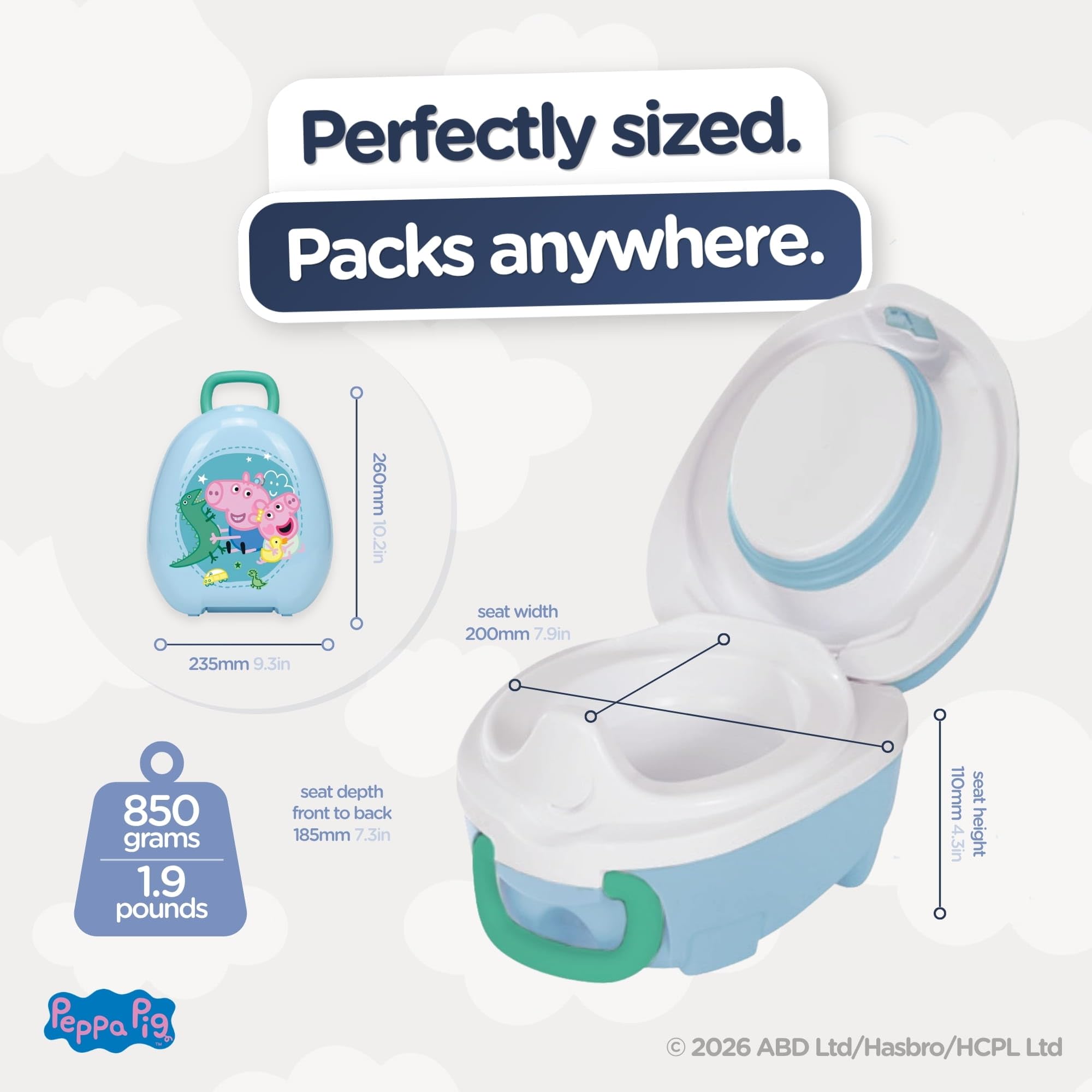 Peppa Pig My Carry Potty - Orinal de viaje con personajes, galardonado asiento de inodoro portátil para niños pequeños para llevar a todas partes (George Pig)