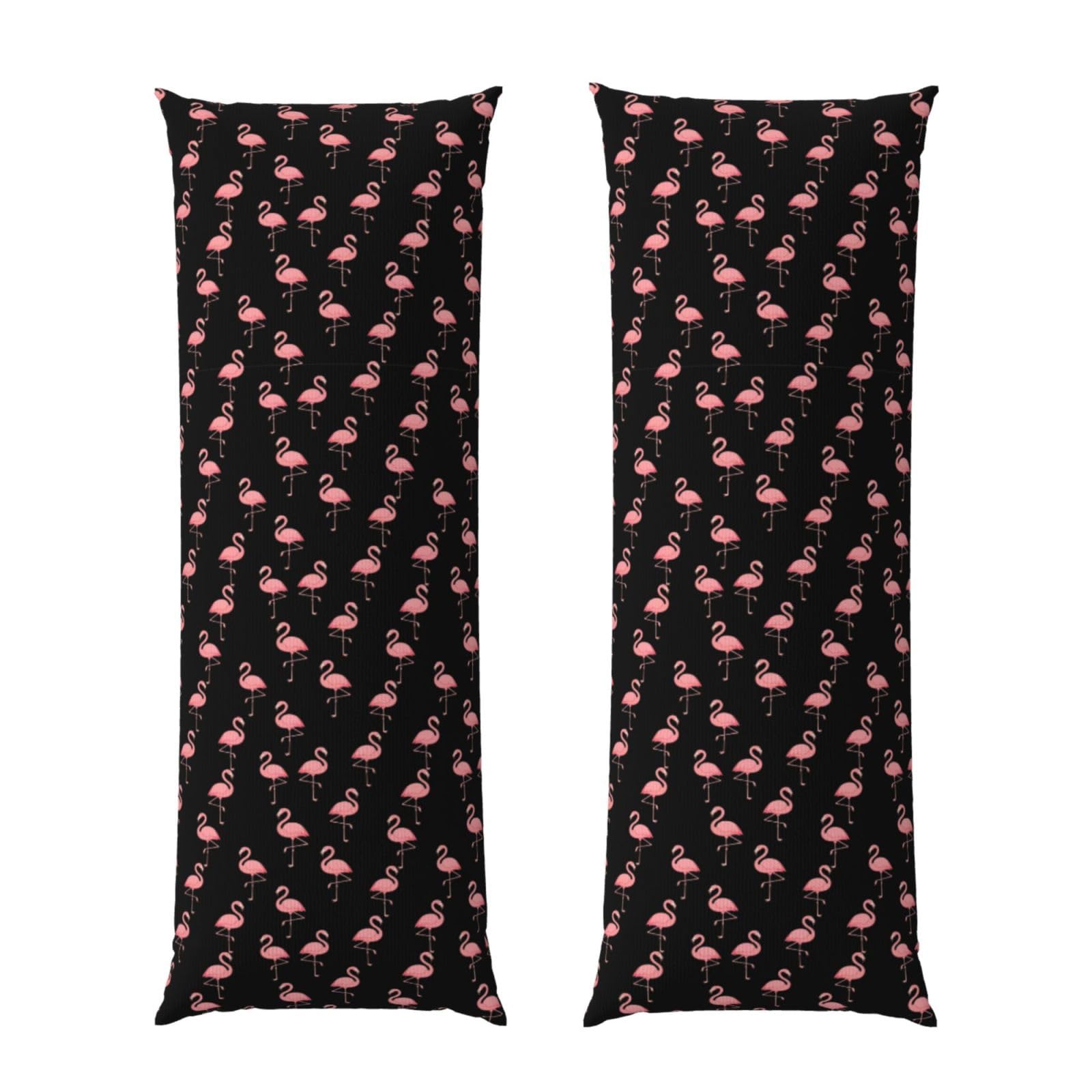 Body Pillowcase 20x60 Flamingo Black, Plush Velvet Pillow Cover with Zipper, Cozyffy Rectangular Cushion Case for Couch Bed Home Hotel