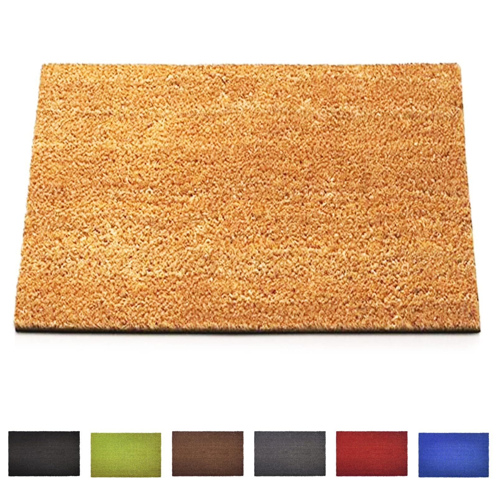 Floordirekt Paillasson en coco pour l'extérieur et l'intérieur - Antidérapant - Pour porte d'entrée, couloir, jardin, terrasse - Naturel - 100 x 100 cm - 17 mm