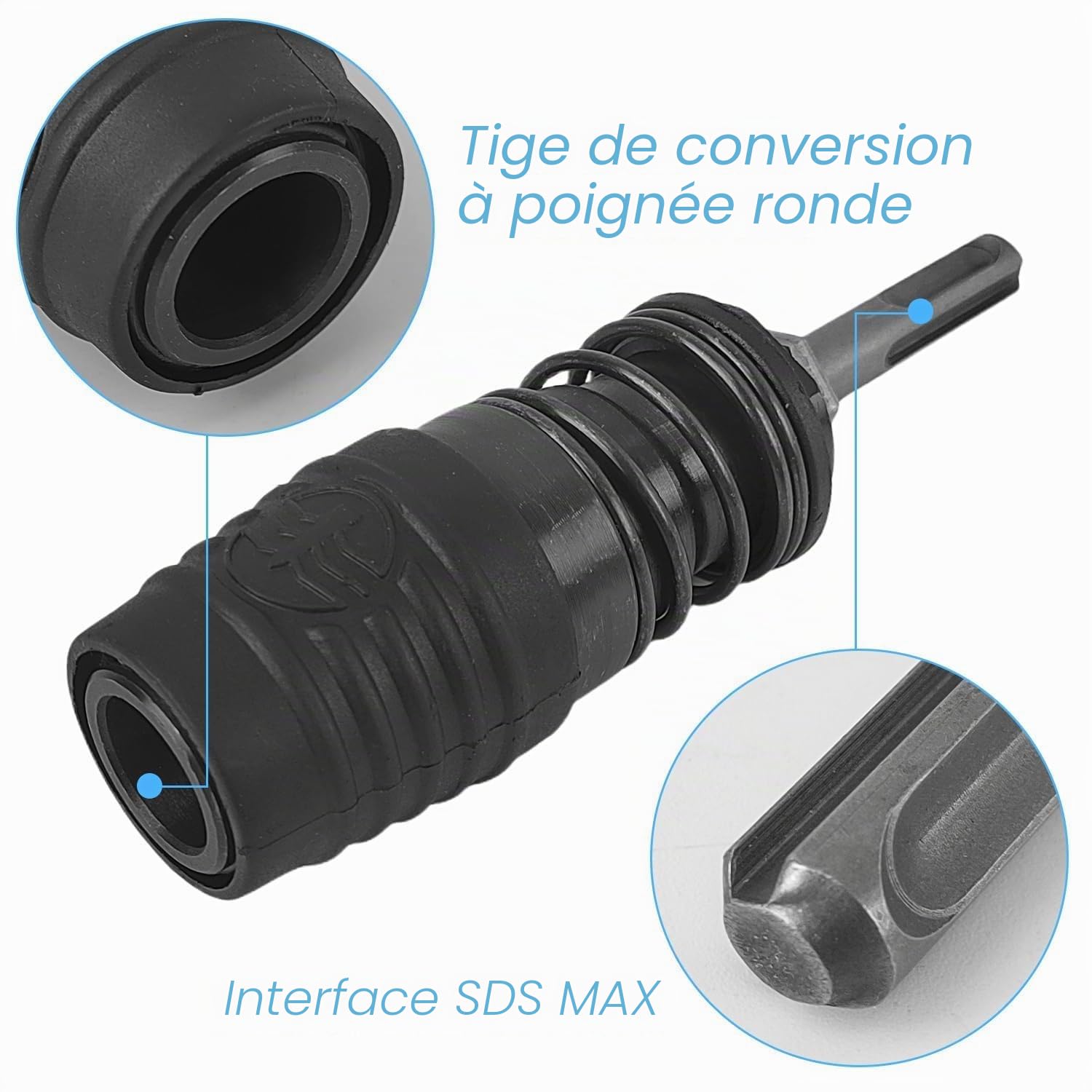Mandrin SDS Max SDS Plus, Adaptateur SDS Plus SDS Max, Perforateur SDS Max, Outil Rapide de Conversion de Mandrin pour Tous les Forets SDS - Performance Supérieure et Changement Rapide et Facile