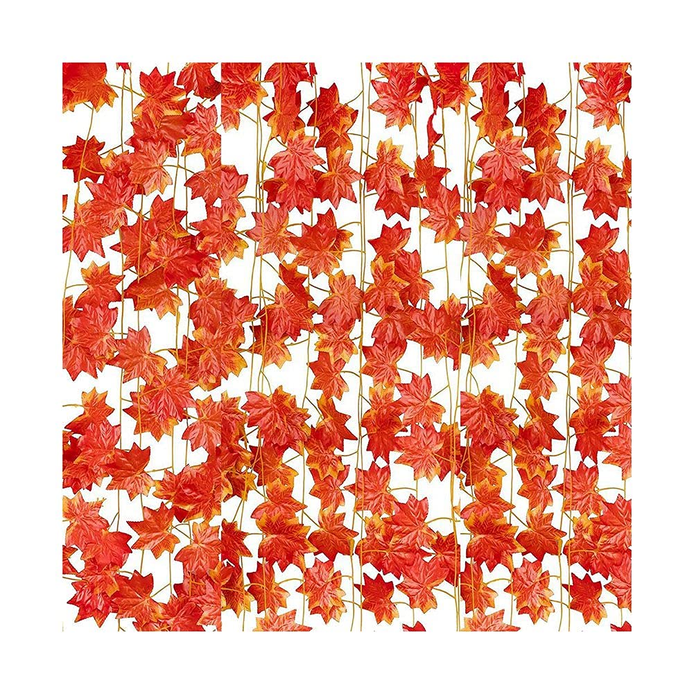 CTRLZS 12 Strands Fall Maple Leaves Autumn Ivy Garland Artificial Maple Vines Garland for Thanksgiving,Christmas,Home Decors