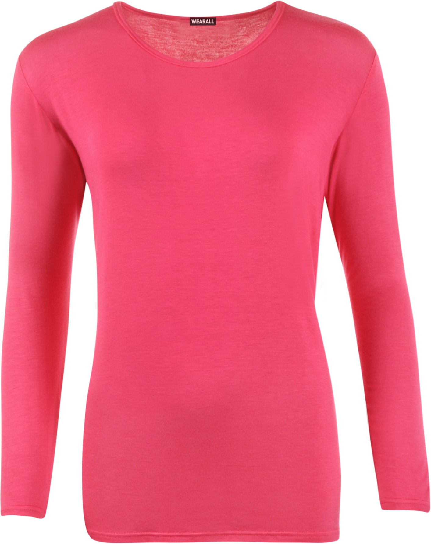 WearAll Ladies Long Sleeve T-Shirt Top Womens Plus Sizes - Cerise - 22/24