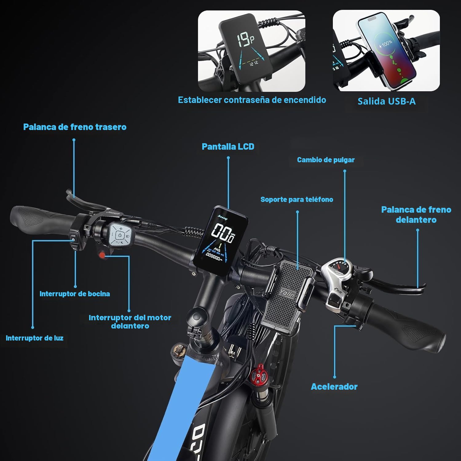 EB7PRO - Bicicleta eléctrica para adultos, motor dual, 52 V, 23 Ah, batería extraíble, frenos de disco hidráulicos, 7 velocidades, todo terreno, bicicleta de montaña eléctrica, bicicleta para