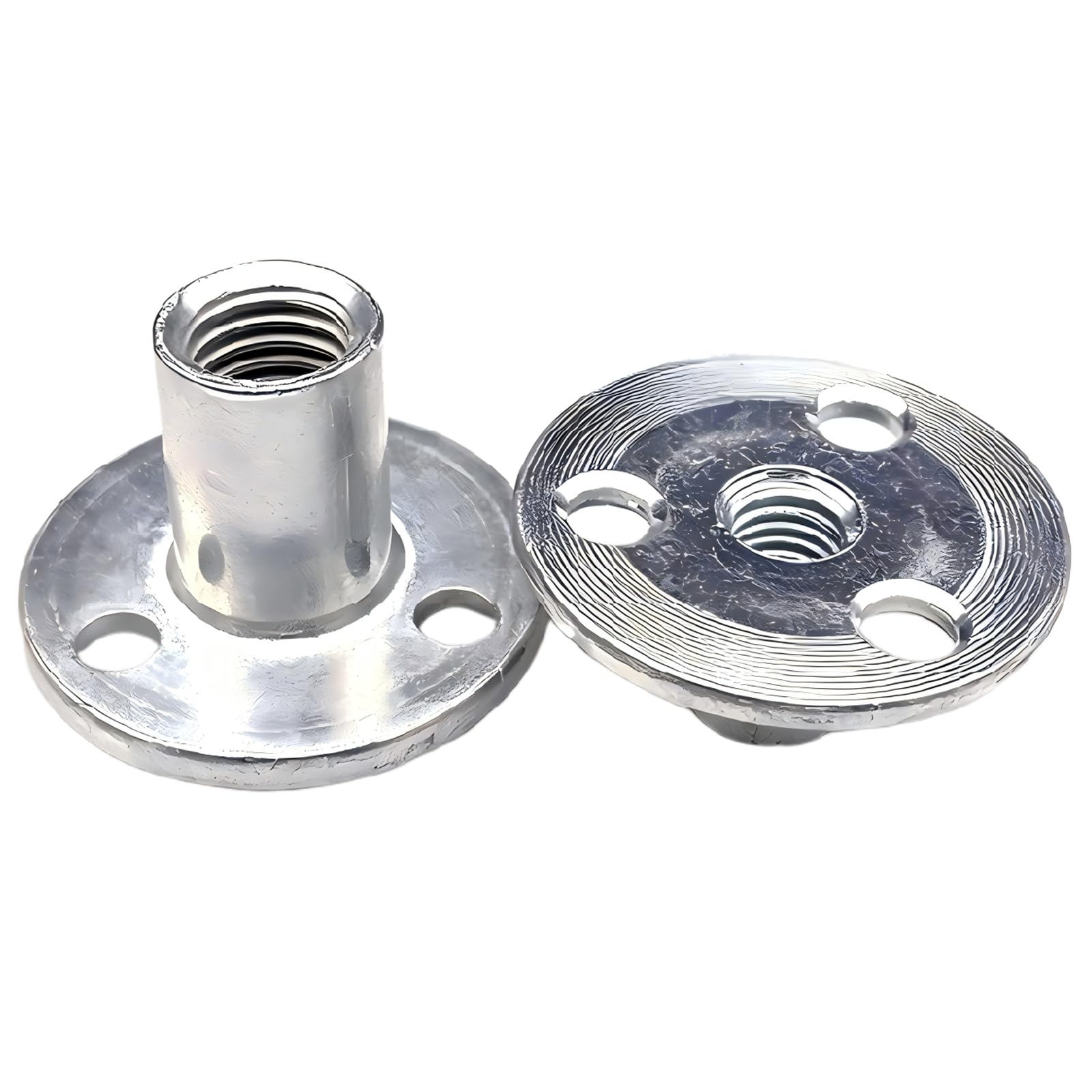 M12 T-Nuts, Carbon Steel Round Base 3 Holes Flange Tee Nut Fastener for Furniture DIY, 8 Pcs