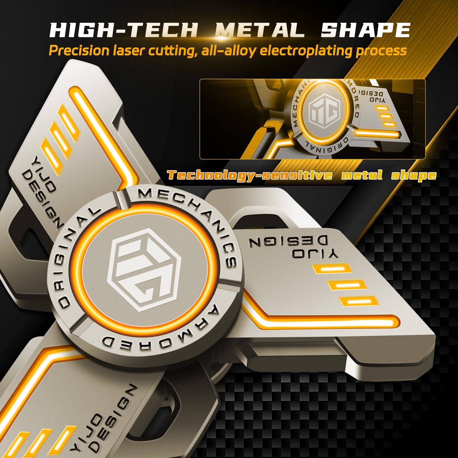 Luminoso Fidget Spinner, TGKYK Fidget Toy LED Juguete, Juguetes Sensoriales para Dedo Spinner de Mano de Metal de Alta Velocidad, Regalos Fiestas de Juguetes para Niños/Adultos - Naranja