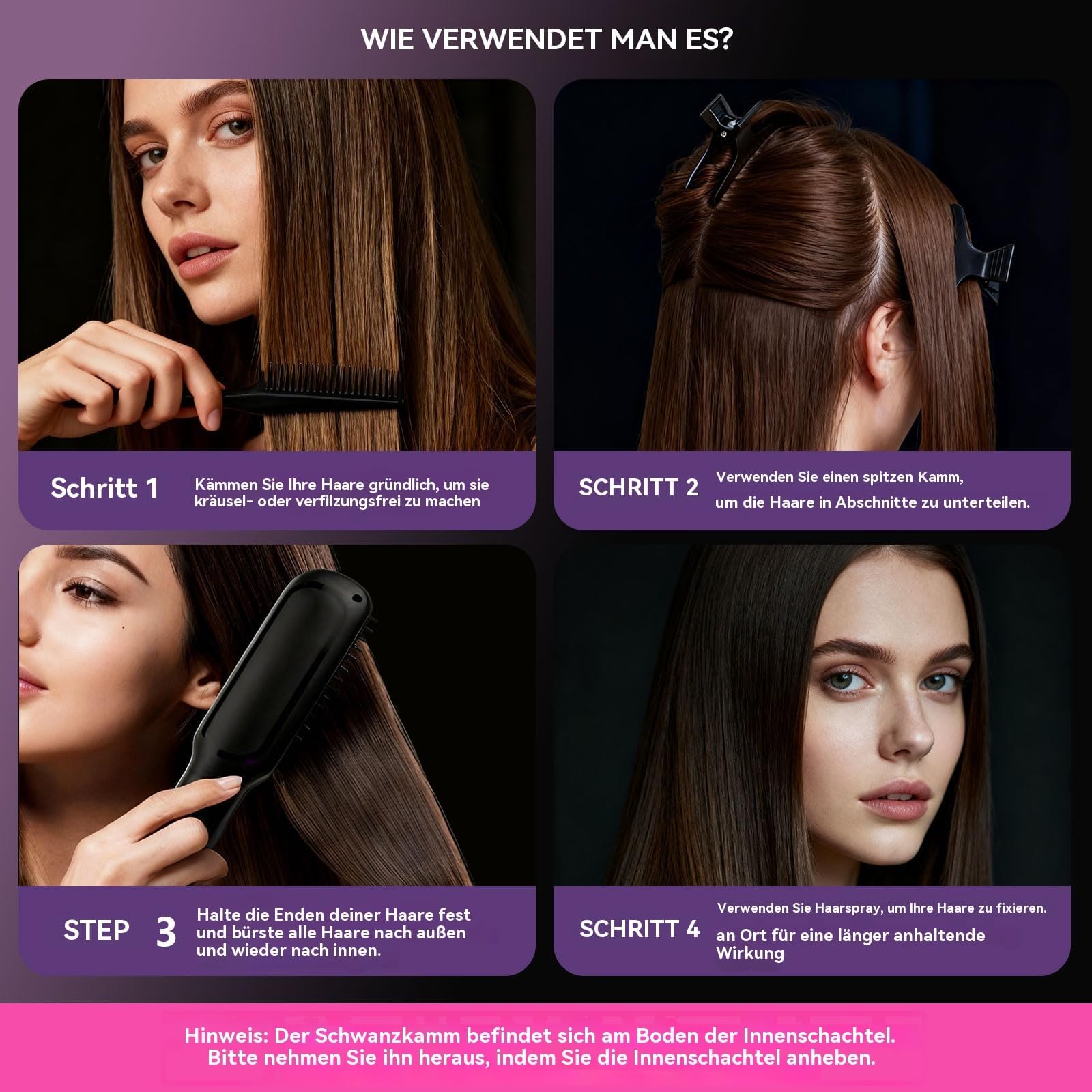 Cefryna Stylingbürste, Stylingbürste Für Kurze Haare, 3 Temperaturstufen, Tragbar & Wiederaufladbar Styling Bürste Für Reisen Und Täglichen Gebrauch (D)