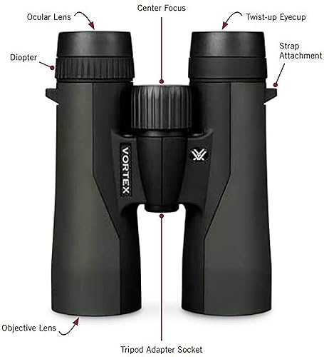 Miniatura 5 de Binoculares Vortex Optics Crossfire HD 10x50 - Sistema óptico HD, trípode adaptable, armadura de goma, impermeable, a prueba de niebla, a prueba