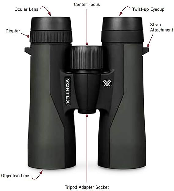 منظار Vortex Optics Crossfire HD 8x42 - نظام بصري عالي الدقة ، قابل للتكيف مع حامل ثلاثي الأرجل ، مقاوم للماء ، مقاوم للضباب ، مقاوم للصدمات ، يشمل GlassPak - غير محدود ، غير مشروط