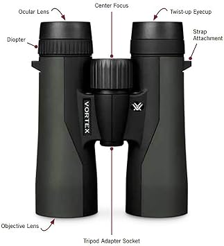 منظار Vortex Optics Crossfire HD 8x42 - نظام بصري عالي الدقة ، قابل للتكيف مع حامل ثلاثي الأرجل ، مقاوم للماء ، مقاوم للضباب ، مقاوم للصدمات ، يشمل GlassPak - غير محدود ، غير مشروط