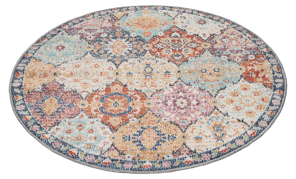 the carpet Palma - Outdoor Teppich wetterfest – Balkon Teppich, Terrasse & Garten – UV-beständig, pflegeleicht, Indoor Outdoor Teppich, Mehrfarbig, Bunt, 120 cm Rund