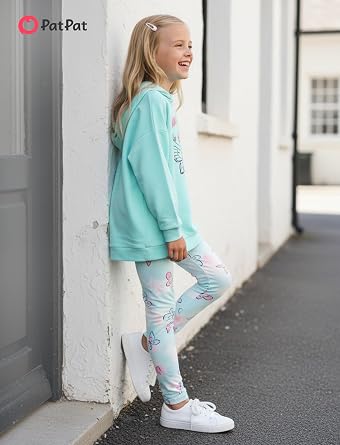 Patpat ガールズ フード付きスエットシャツレギンスセット 2ピース 秋服 4-12歳