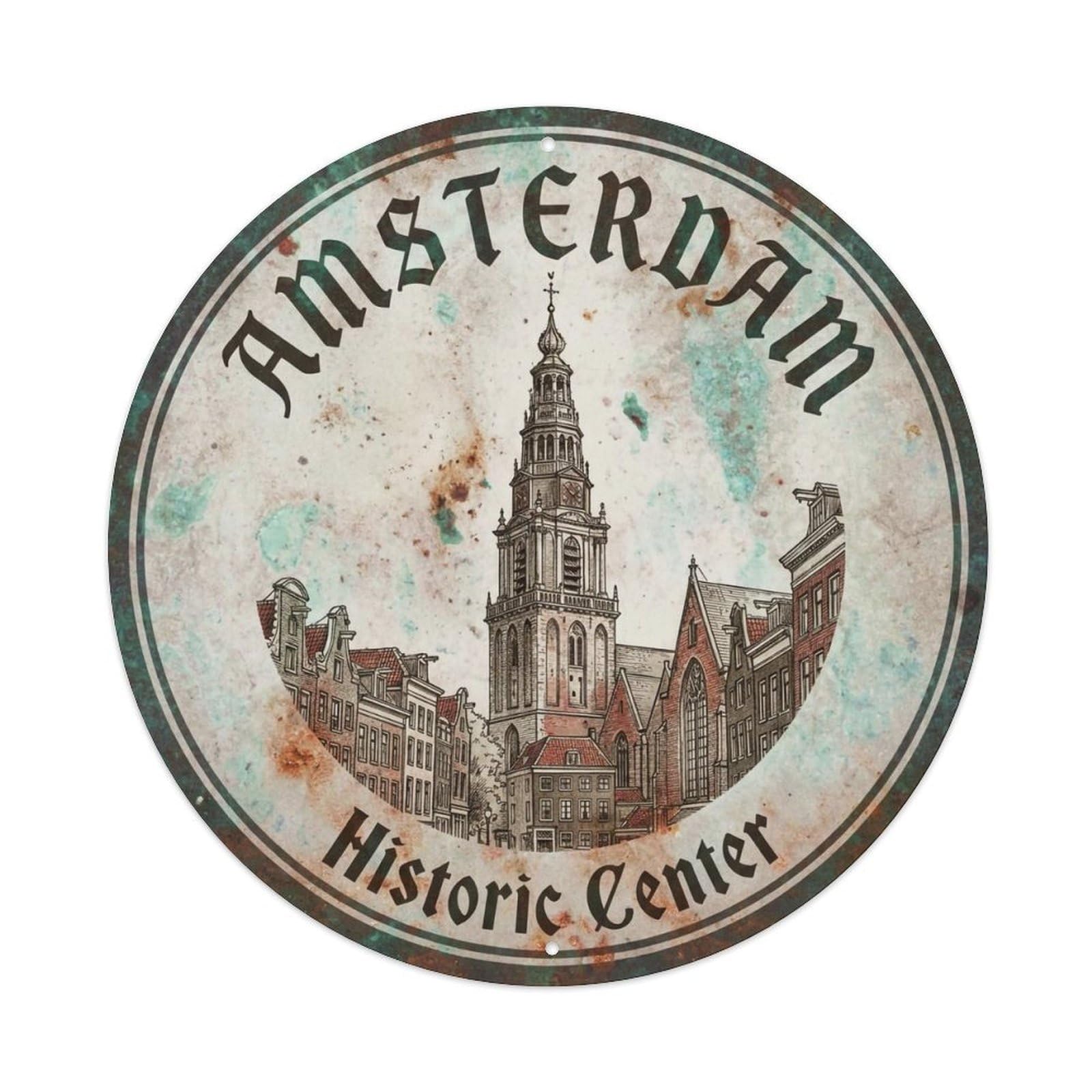 Vintage Travel Amsterdam Netherlands Emblem Metal Tin Sign
