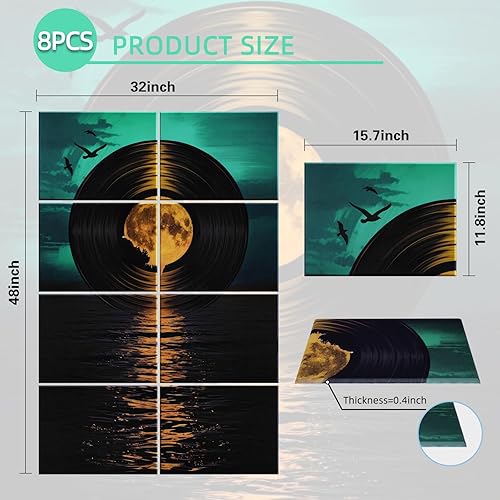Miniatura 6 de Tutmyrea Paquete de 8 paneles acústicos artísticos, paneles autoadhesivos insonorizados de 48 x 32 pulgadas, paneles decorativos absorbentes de