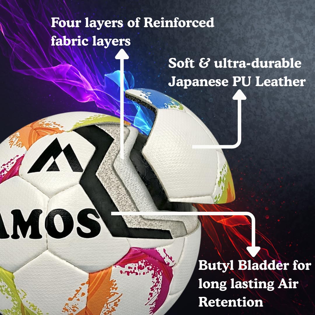 AMOS Inferno Rainbow (Size 4) Football with Pump 1