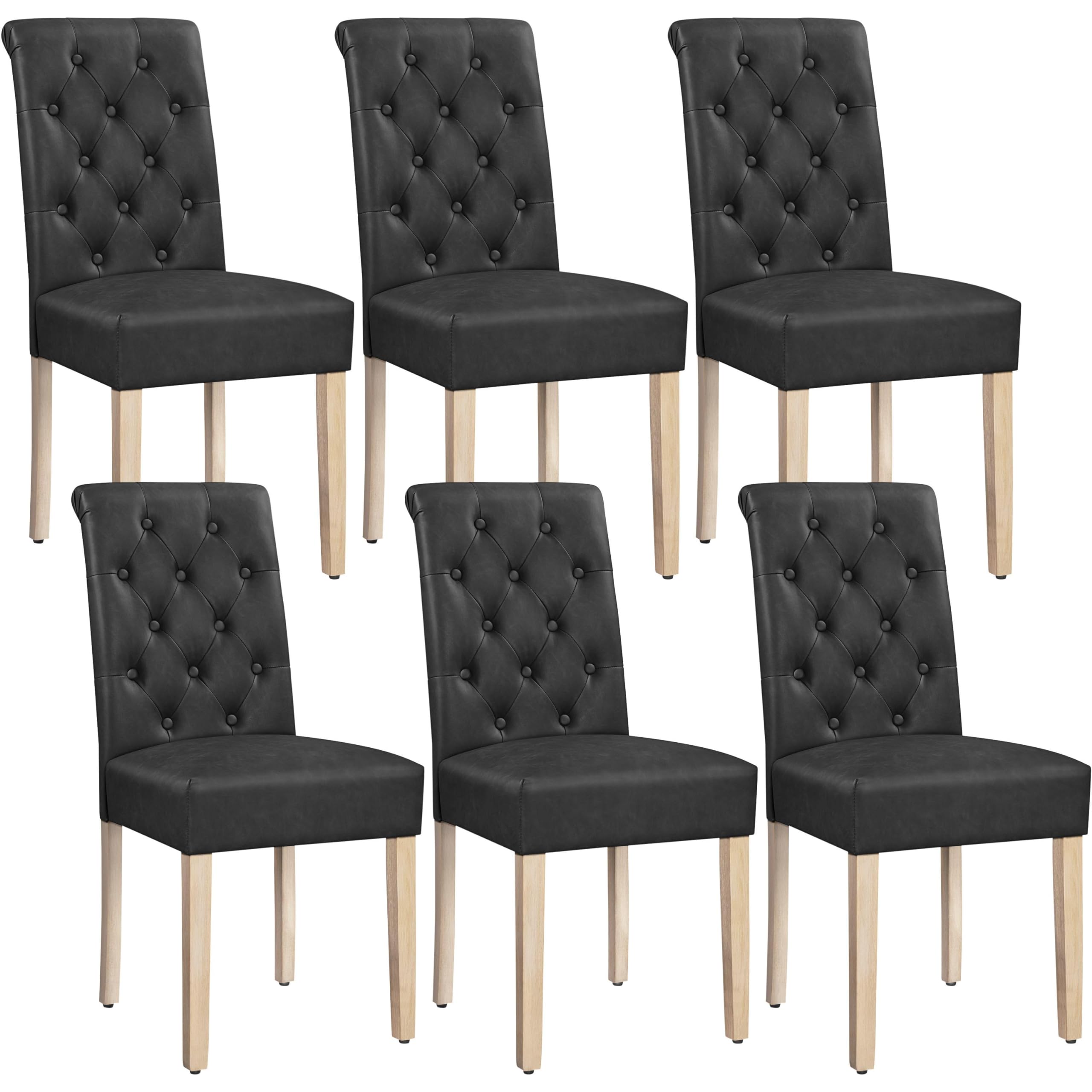 Yaheetech Juego de 2 Sillas de Comedor Silla Acolchada con Respaldo Alto Patas de Madera Silla Tela para Comedor Cocina Negra — view 18
