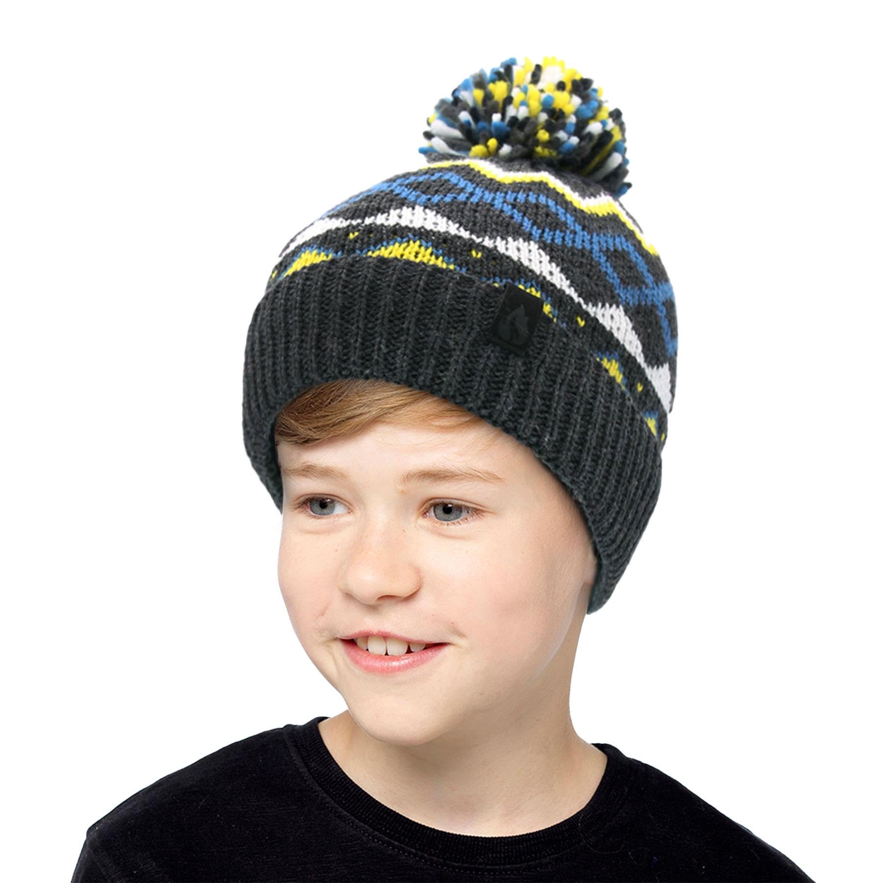 A2Z 4 Kids Niños Sombrero Paquete de 2 Nórdico Pompon Tejido Pom Pom Beanie Estilista Duradero Suave Sensación Invierno Caliente